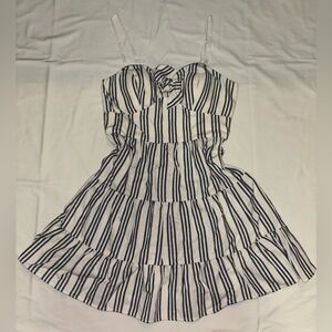 NWOT  white and dark blue stripped dress